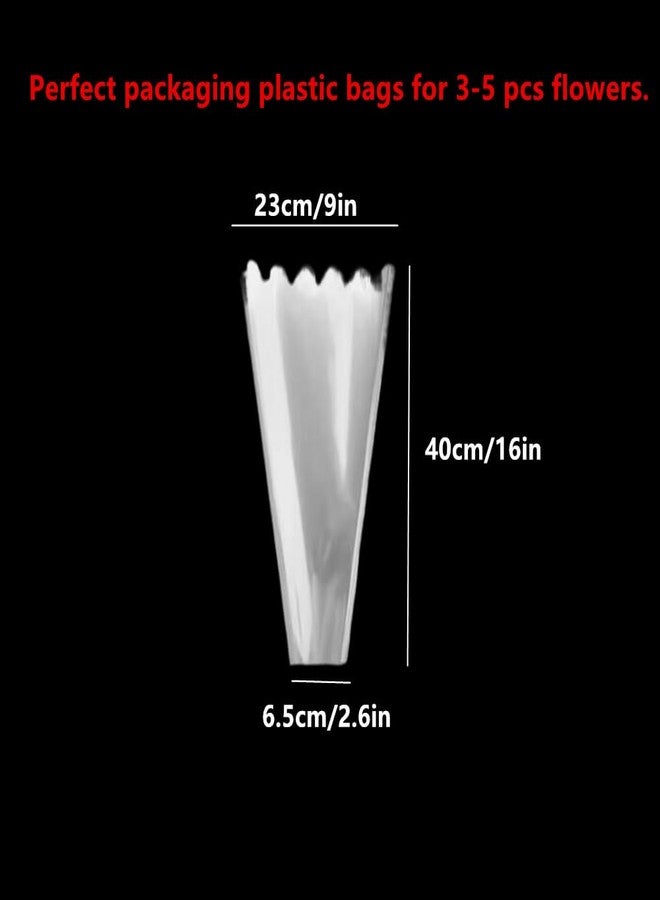 Ebonee Clear Flower Bouquet Bags Waterproof Florists Bouquet Sleeves, Plastic Cellophane Flower Sleeves Packaging Bags for Rose Craft Birthday Wedding Valentine's Day Mother's Day, 9x2.6x16 inch (100 Pack) - Image 2